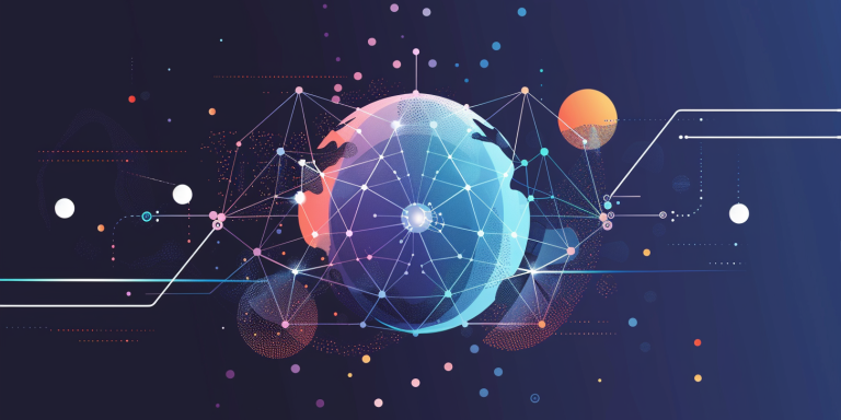 u1897251634_flat_vector_illustration_glowing_globe_with_abstr_3b913331-66b8-4c75-ad65-477120041939_0